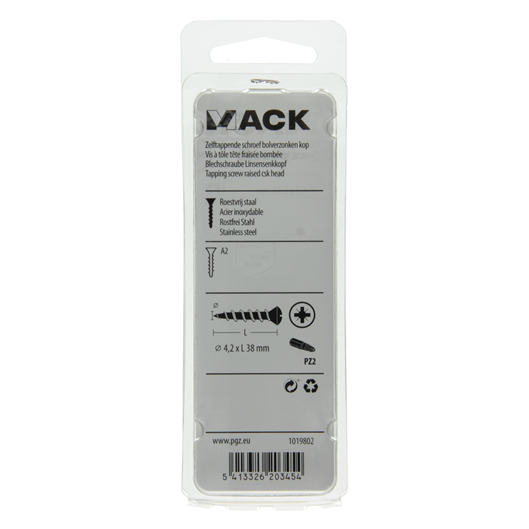 Mack 1019802 - tornillo autorroscante bola fx.heada2 6uds 4,2 x 38 mm | 10 piezas