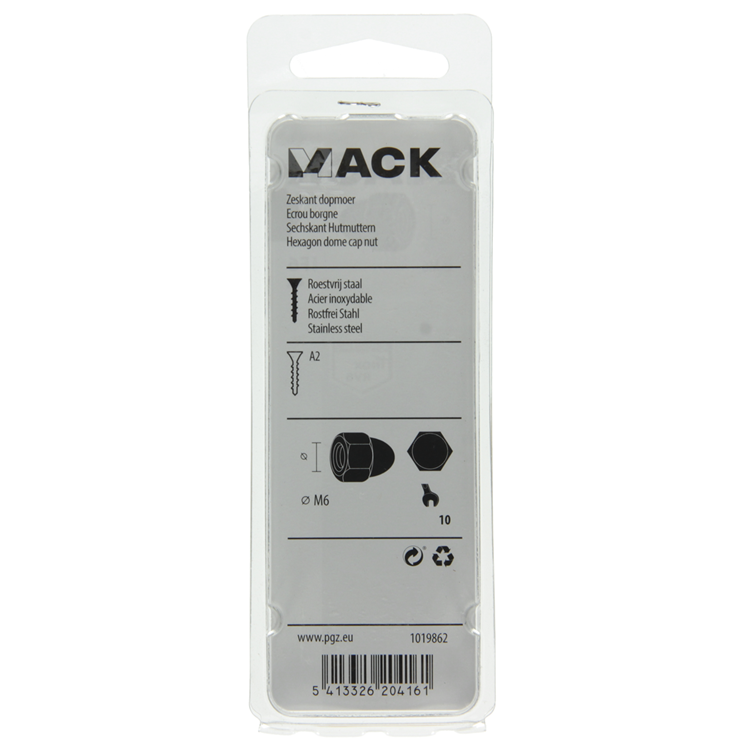Mack 1019862 - tuerca ciega hexagonal acero inoxidable a2 4uds m6 | 10 piezas