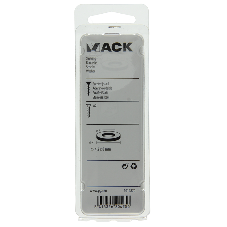 Mack 1019870 - arandela acero inoxidable a2 20 piezas m4 | 10 piezas