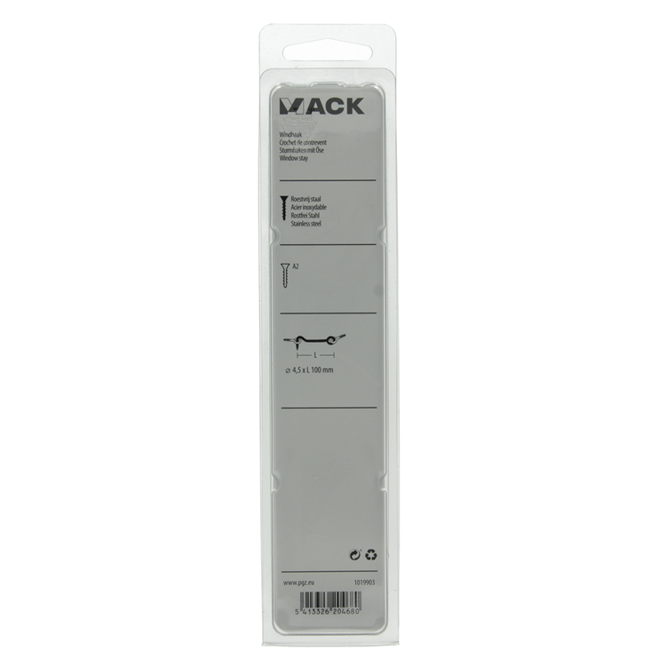 Mack 1019903 - gancho de viento acero inoxidable 1 ud 4,5 x 100 mm | 5 piezas