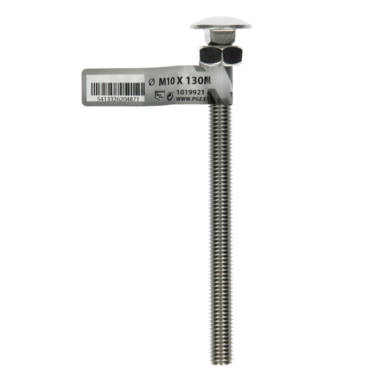 Mack 1019921 - perno madera + tuerca acero inoxidable 1 ud m10 x 130mm | 10 piezas