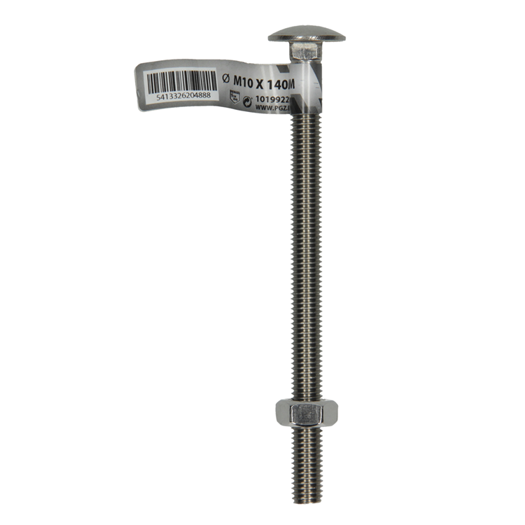 Mack 1019922 - perno madera + tuerca acero inoxidable 1 ud m10 x 140mm | 10 piezas