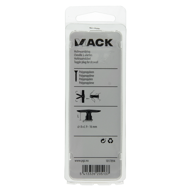 Mack 1017894 - taco hueco nylon 4uds tb | 10 piezas