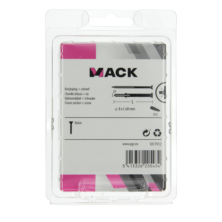 Mack 1017912 - taco marco con tornillo poliamida 12 piezas 8 x 60 mm | 5 piezas