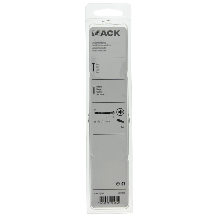 Mack 1017919 - Tapón de estructura metálica de acero galvanizado 4 piezas 10 x 112 mm | 5 piezas