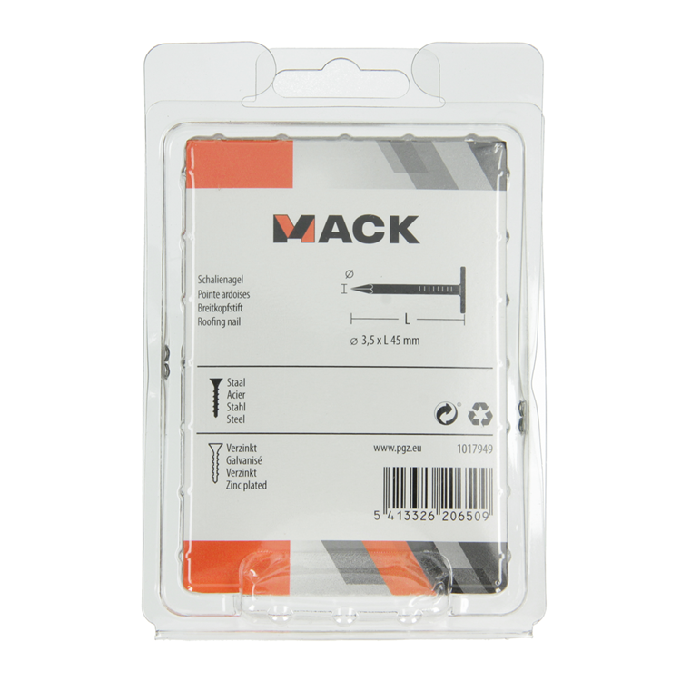 Mack 1017949 - chiodo per scisto acciaio zincato 250 gr 3,5 x 45 mm | 5 pezzi