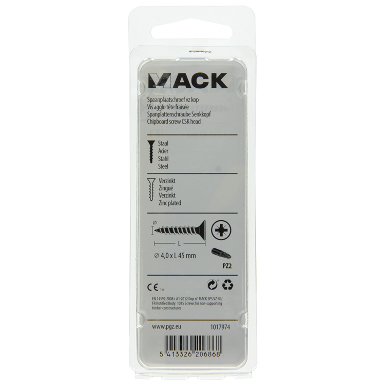 Mack 1017974 - Tornillo para aglomerado con cabeza chapada en amarillo. 37 piezas 4,0 x 45 mm | 5 piezas