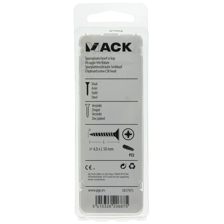 Mack 1017975 - Tornillo para aglomerado con cabeza chapada en amarillo. 35 piezas 4,0 x 50 mm | 5 piezas