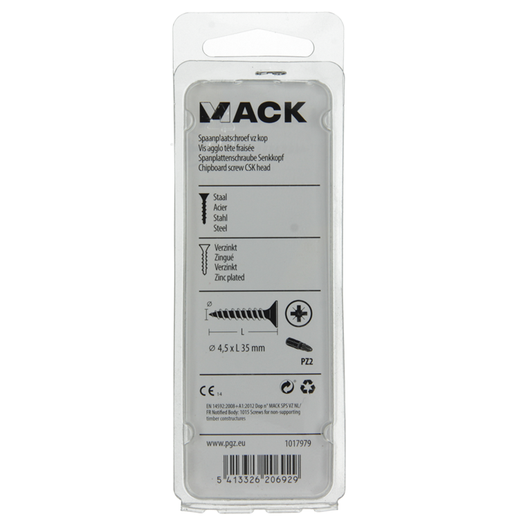 Mack 1017979 - vite per truciolare con testa placcata gialla. 40 pezzi 4,5 x 35 mm | 5 pezzi