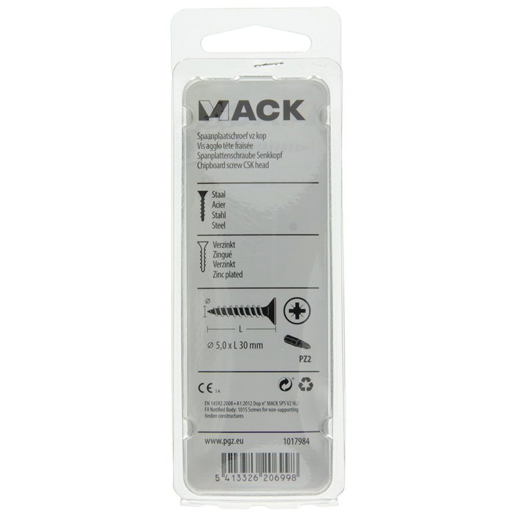 Mack 1017984 - Tornillo para aglomerado con cabeza chapada en amarillo. 40 piezas 5,0 x 30 mm | 5 piezas