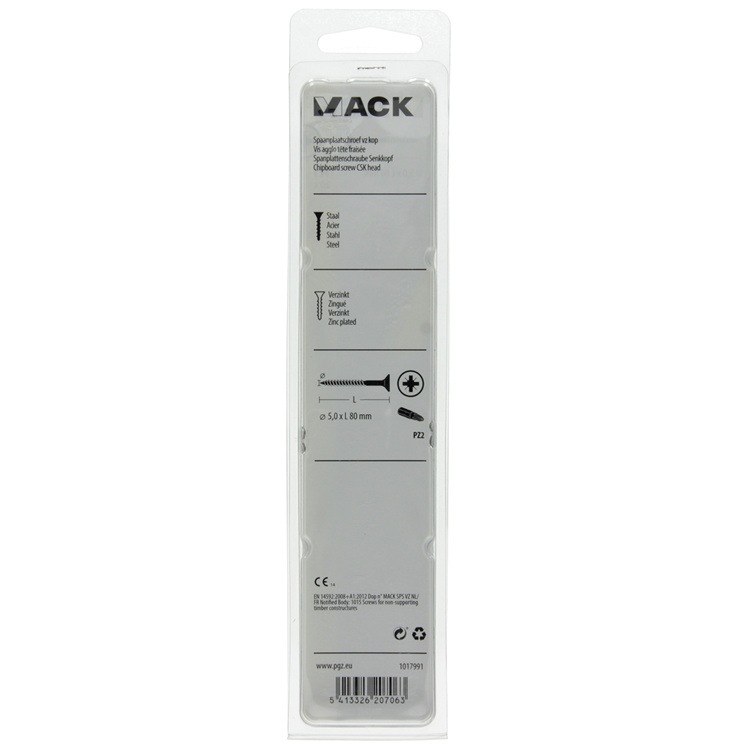 Mack 1017991 - Tornillo para aglomerado con cabeza chapada en amarillo. 20 piezas 5,0 x 80 mm | 5 piezas