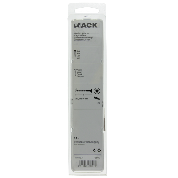Mack 1017992 - Tornillo para aglomerado con cabeza chapada en amarillo. 18 piezas 5,0 x 90 mm | 5 piezas