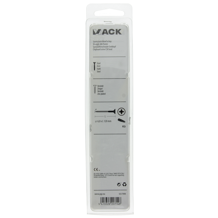 Mack 1017999 - Tornillo para aglomerado con cabeza chapada en amarillo. 12 piezas 6,0 x 120 mm | 5 piezas
