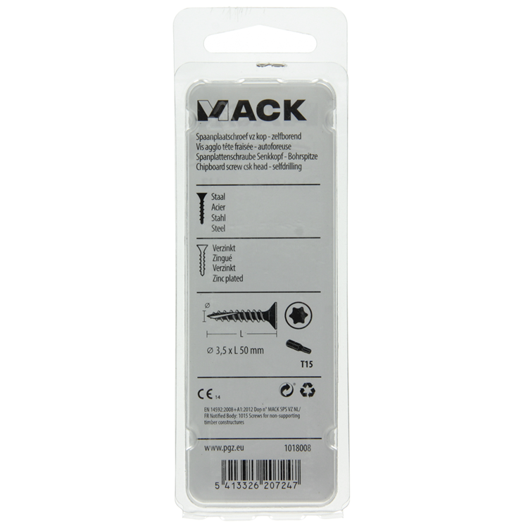 Mack 1018008 - spainplschr.vzkop-automontaje chapado en amarillo 45 piezas 3,5 x 50 mm | 5 piezas