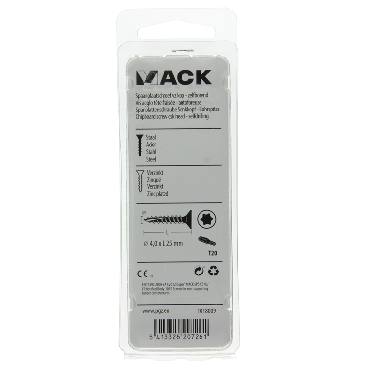 Mack 1018009 - spainplschr.vzkop-automontaje chapado en amarillo 70 piezas 4,0 x 25 mm | 5 piezas