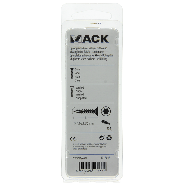 Mack 1018013 - spainplschr.vzkop-automontaje chapado en amarillo 30 piezas 4,0 x 50 mm | 5 piezas