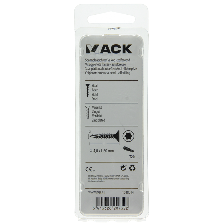 Mack 1018014 - spainplschr.vzkop-automontaje chapado en amarillo 25 piezas 4,0 x 60 mm | 5 piezas