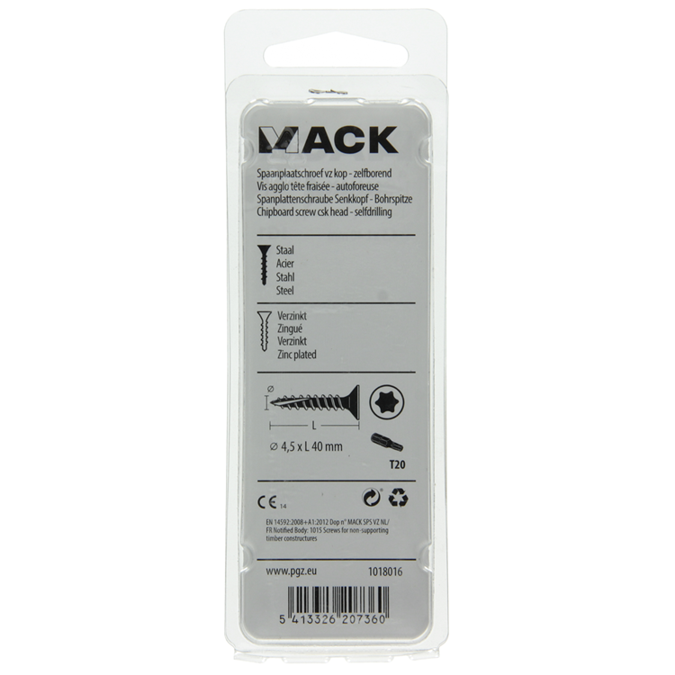 Mack 1018016 - spainplschr.vzkop-automontaje chapado en amarillo 35 piezas 4,5 x 40 mm | 5 piezas