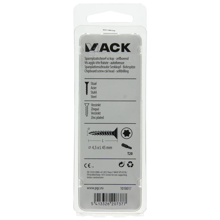 Mack 1018017 - spainplschr.vzkop-automontaje chapado en amarillo 30 piezas 4,5 x 45 mm | 5 piezas