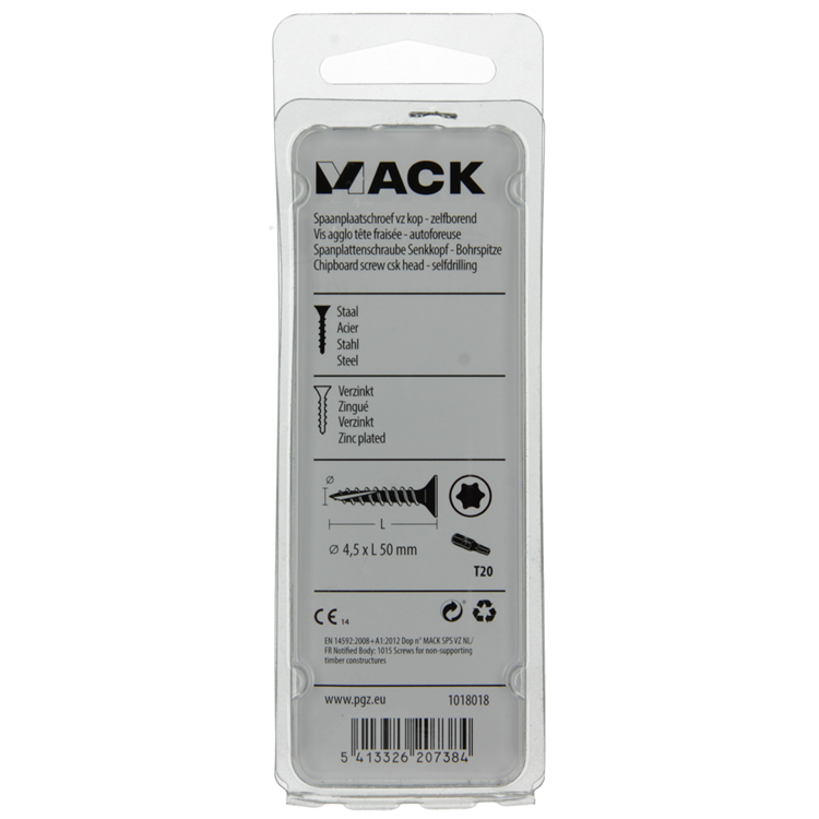 Mack 1018018 - spainplschr.vzkop-automontaje chapado en amarillo 28 piezas 4,5 x 50 mm | 5 piezas