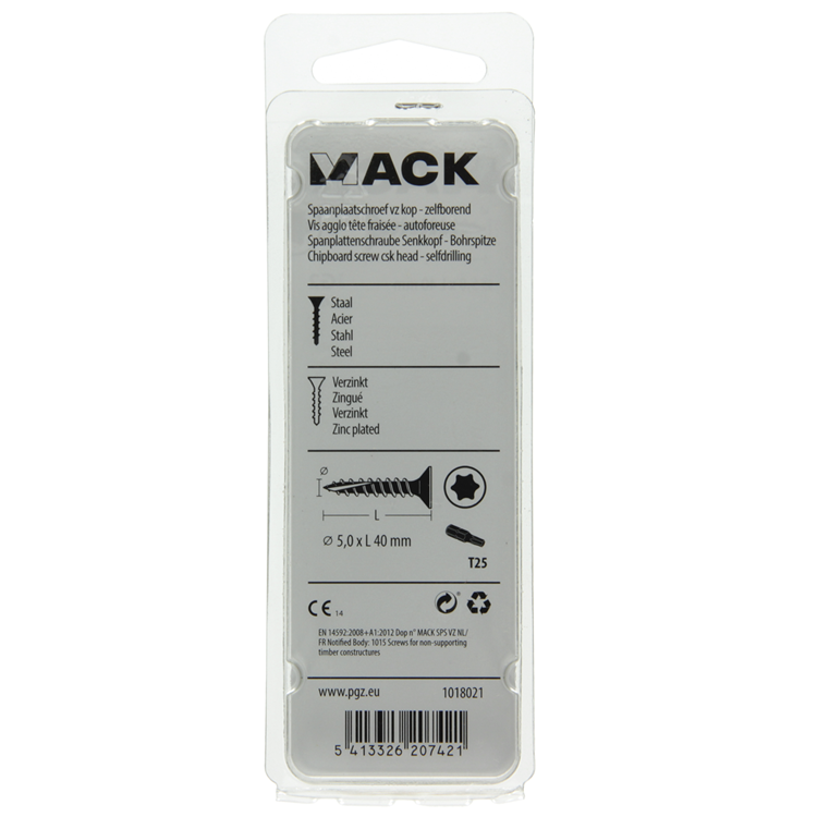 Mack 1018021 - spainplschr.vzkop-automontaje chapado en amarillo 26 piezas 5,0 x 40 mm | 5 piezas