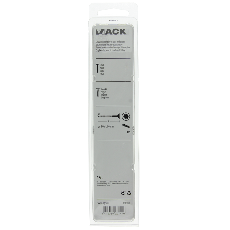 Mack 1018026 - spainplschr.vzkop-automontaje chapado en amarillo 18 piezas 5,0 x 90 mm | 5 piezas