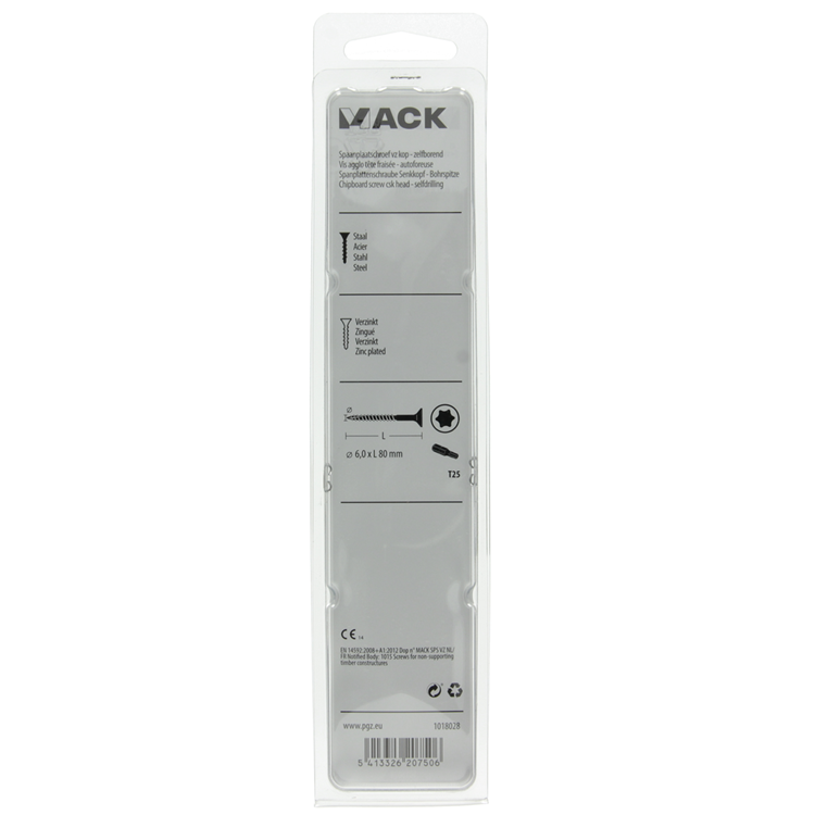 Mack 1018028 - spainplschr.vzkop-automontaje chapado en amarillo 18 piezas 6,0 x 80 mm | 5 piezas