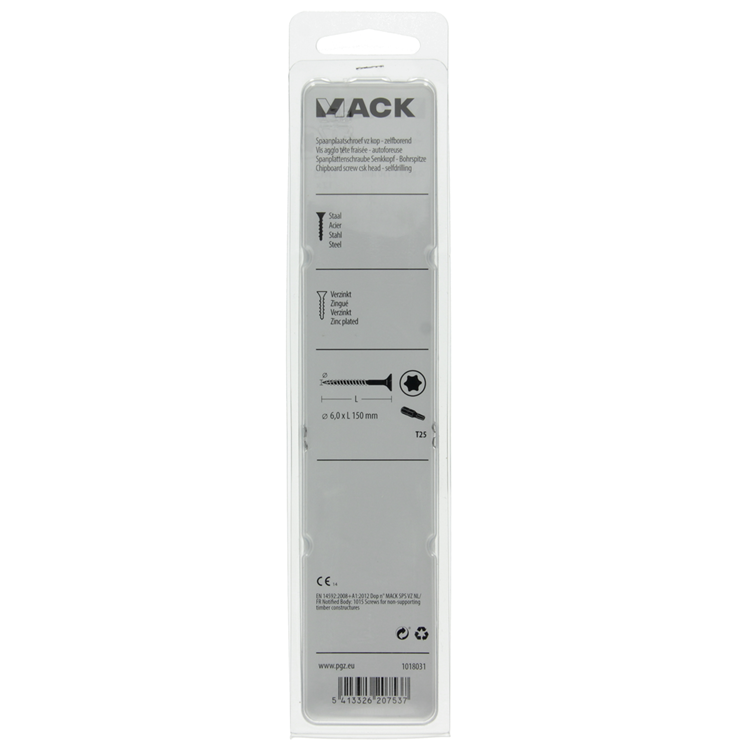 Mack 1018031 - spainplschr.vzkop-automontaje chapado en amarillo 12 piezas 6,0 x 150 mm | 5 piezas