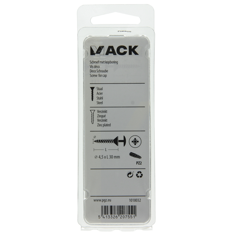 Mack 1018032 - tornillo con cabeza, acero galvanizado. 40 piezas 4,5 x 30 mm | 5 piezas