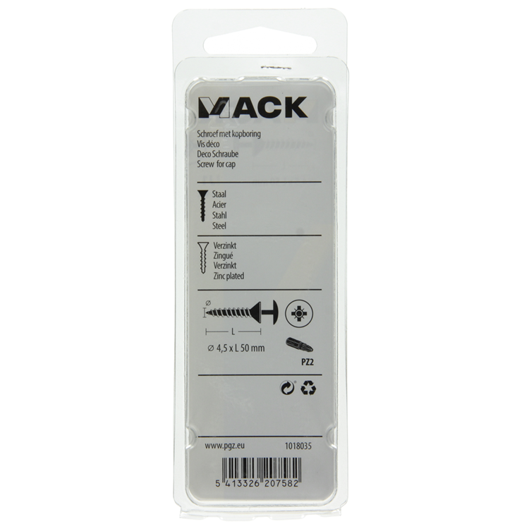 Mack 1018035 - tornillo con cabeza, acero galvanizado. 24 piezas 4,5 x 50 mm | 5 piezas
