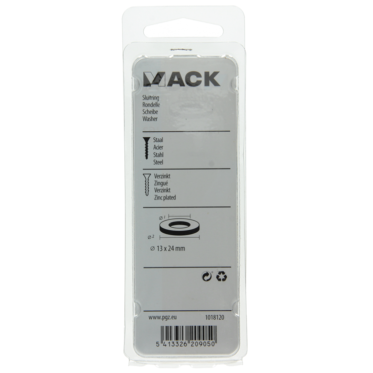Mack 1018120 - arandela acero galvanizado 30 piezas 13 x 24 mm | 5 piezas