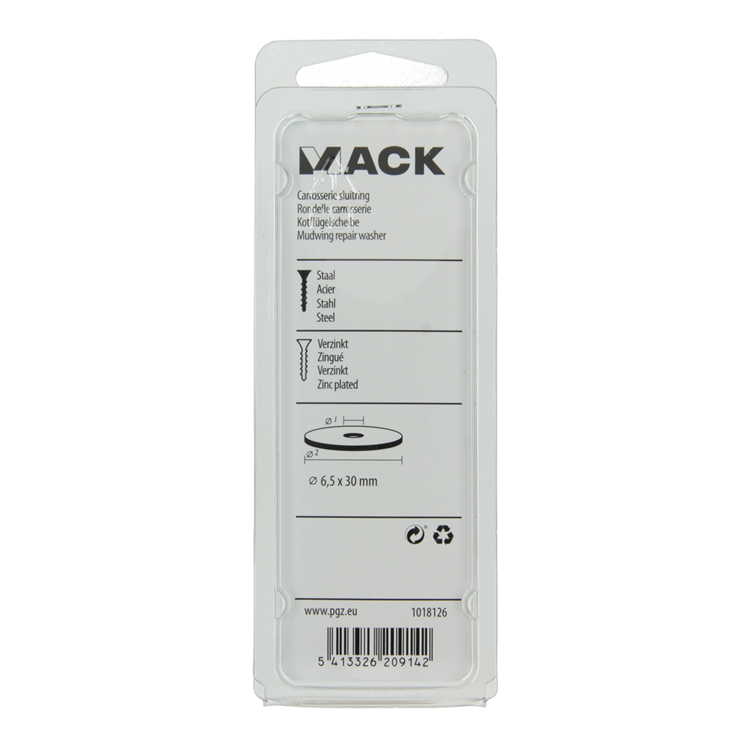 Mack 1018126 - arandela de carrocería galvanizada40 piezas 6,5 x 30 mm | 5 piezas