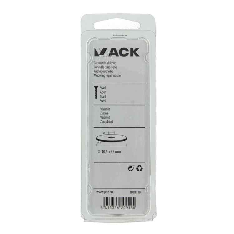 Mack 1018130 - arandela de carrocería galvanizada28 piezas 10,5 x 35 mm | 5 piezas