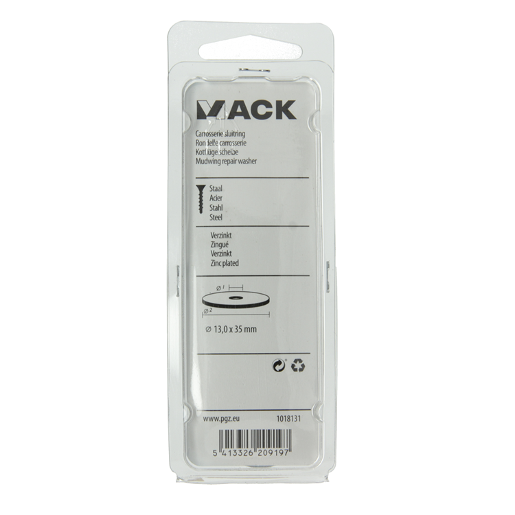Mack 1018131 - arandela de carrocería galvanizada25 piezas 13,0 x 35 mm | 5 piezas