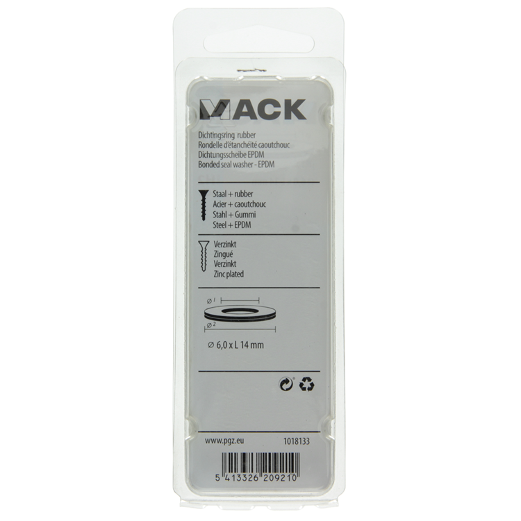 Mack 1018133 - anillo de sellado de goma galvanizado 50 piezas 6,0 x 14 mm | 5 piezas