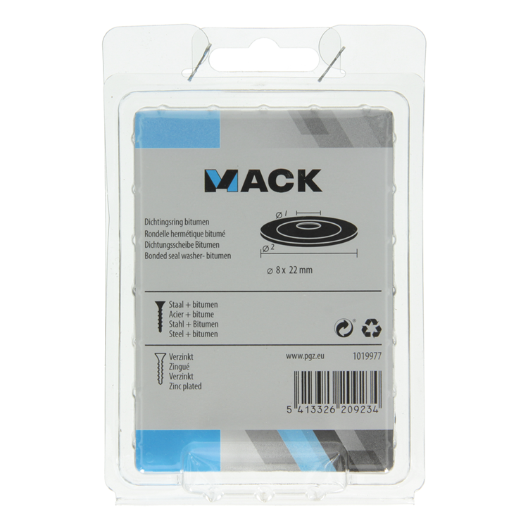 Mack 1019977 - anillo de sellado bituminoso galvanizado 60 piezas 8 x 22 mm | 5 piezas