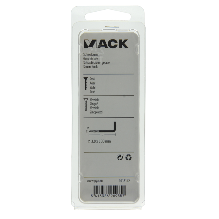 Mack 1018142 - tornillo pulgar acero galvanizado 50 piezas 3,0 x 30 mm | 5 piezas