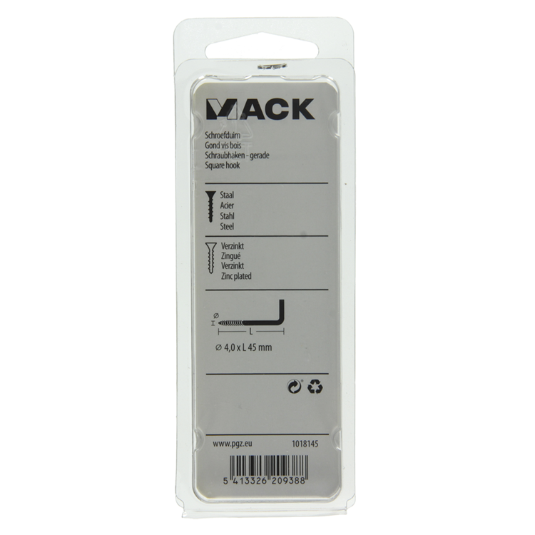 Mack 1018145 - tornillo pulgar acero galvanizado 26 piezas 4,0 x 45 mm | 5 piezas