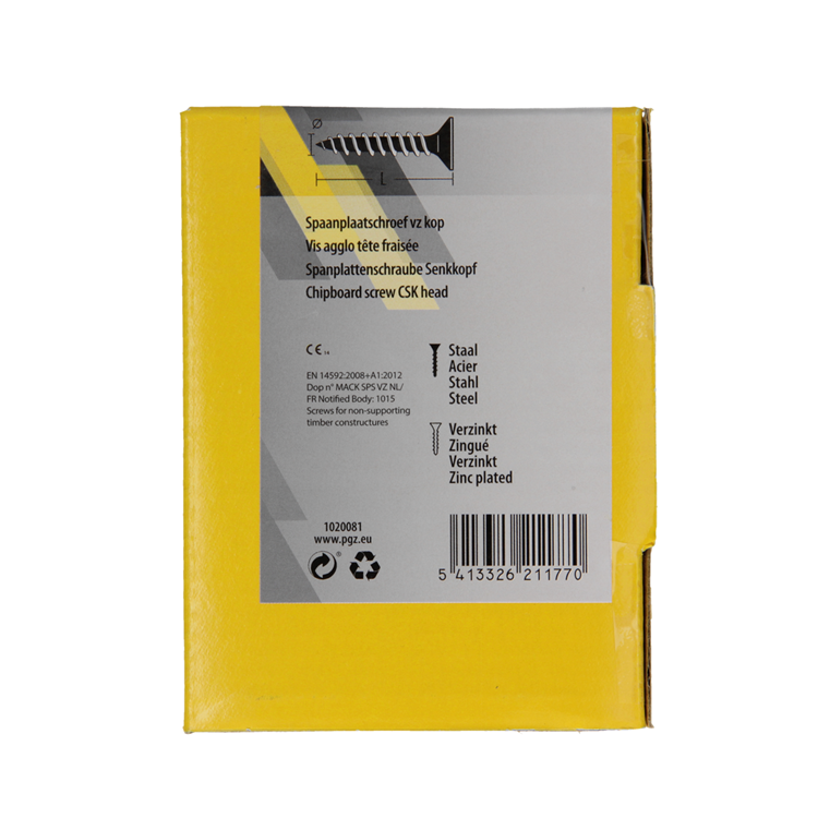 Mack 1020081 - tornillo para aglomerado con cabeza amarilla con 200 piezas 3,0 x 35 mm | 5 piezas