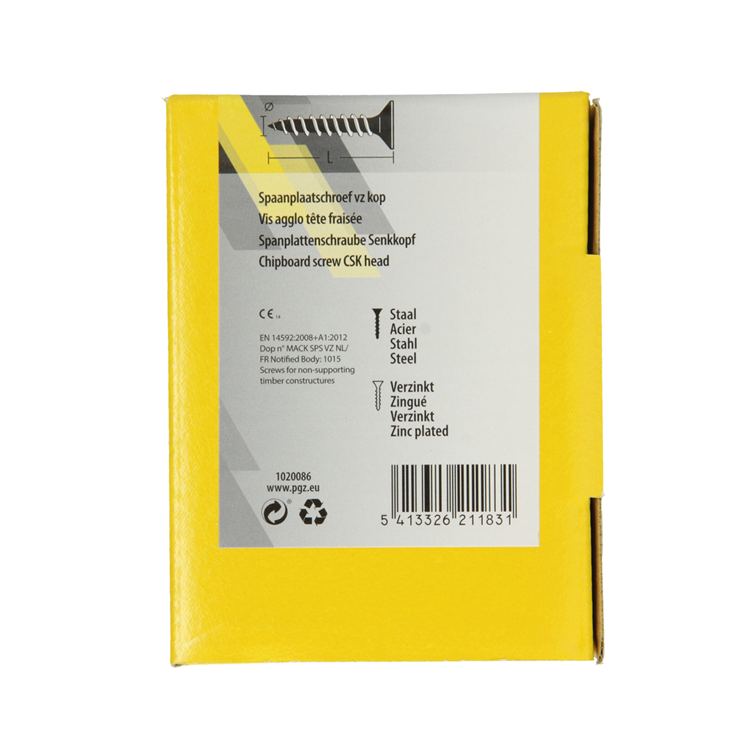 Mack 1020086 - tornillo para aglomerado con cabeza amarillo vz 200 uds 3,5 x 40 mm | 5 piezas