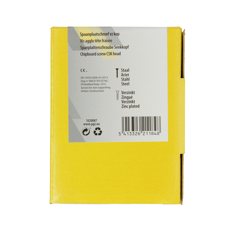 Mack 1020087 - tornillo para aglomerado con cabeza amarillo vz 200 uds 3,5 x 45 mm | 5 piezas