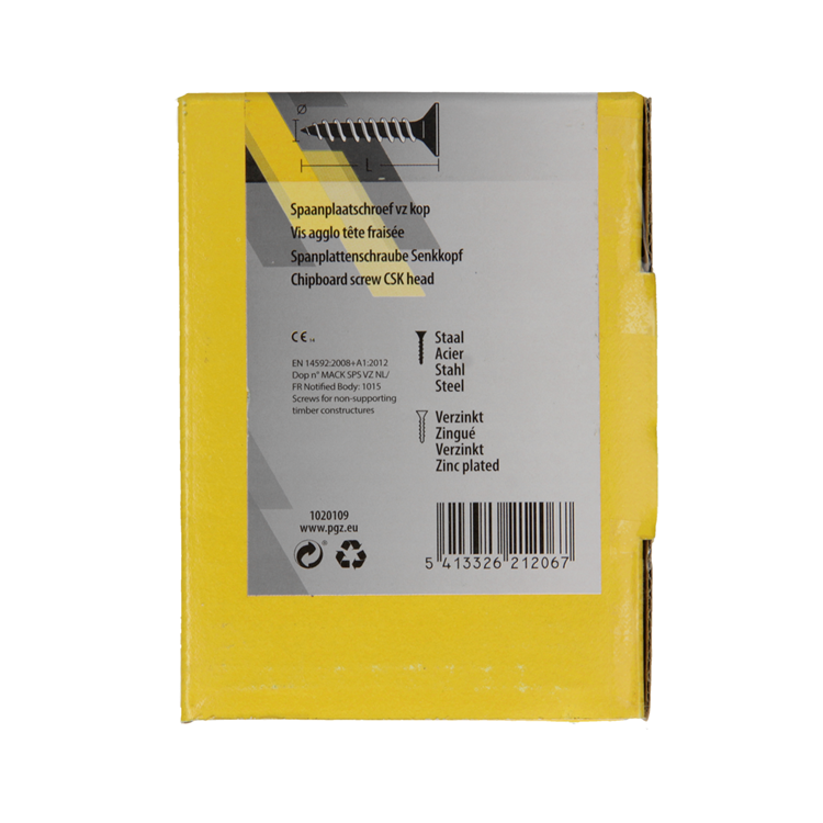 Mack 1020109 - tornillo aglomerado cabeza vz amarillo vz 200 uds 5,0 x 20 mm | 5 piezas