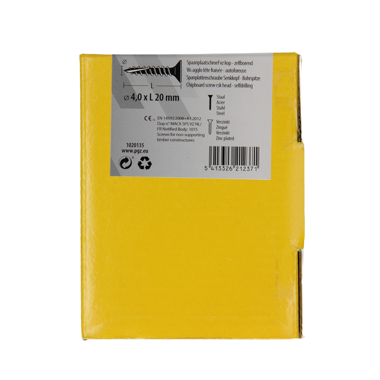 Mack 1020135 - tornillo aglomerado vz kp-autoblocantegvz 200uds 4,0 x 20 mm | 5 piezas