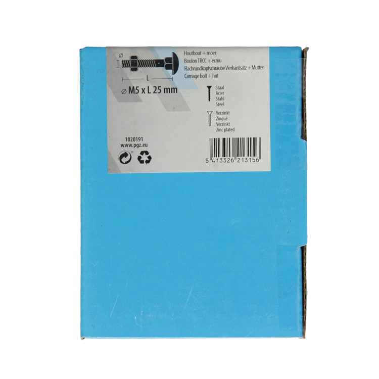 Mack 1020191 - perno madera + tuerca galvanizada 50 stm5 x 25 mm | 5 piezas