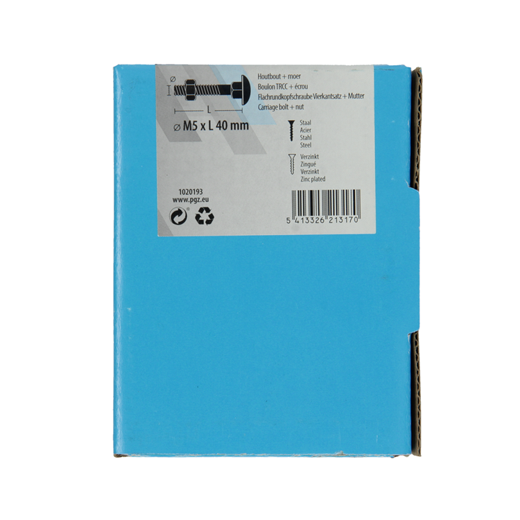 Mack 1020193 - perno madera + tuerca galvanizada 40 stm5 x 40 mm | 5 piezas