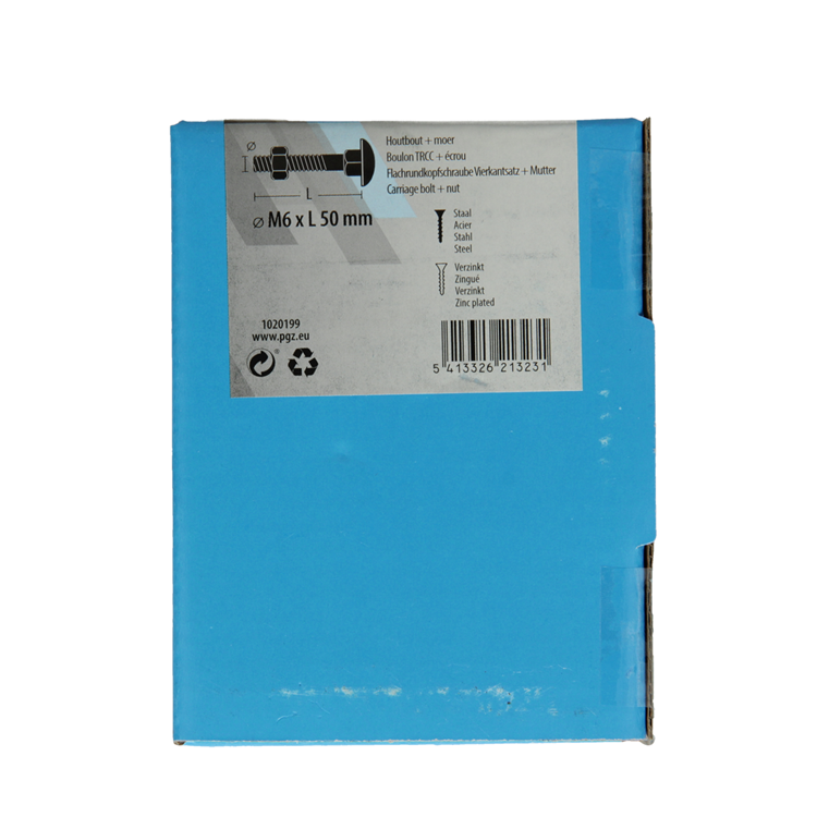 Mack 1020199 - perno madera + tuerca galvanizada 26 stm6 x 50 mm | 5 piezas