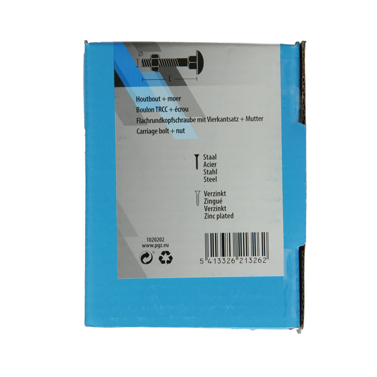 Mack 1020202 - perno para madera + tuerca galvanizada 20 stm6 x 80 mm | 5 piezas