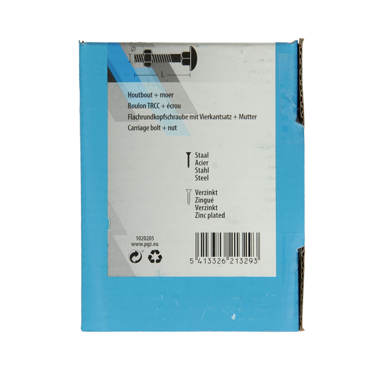 Mack 1020205 - perno para madera + tuerca galvanizada 22 stm8 x 40 mm | 5 piezas