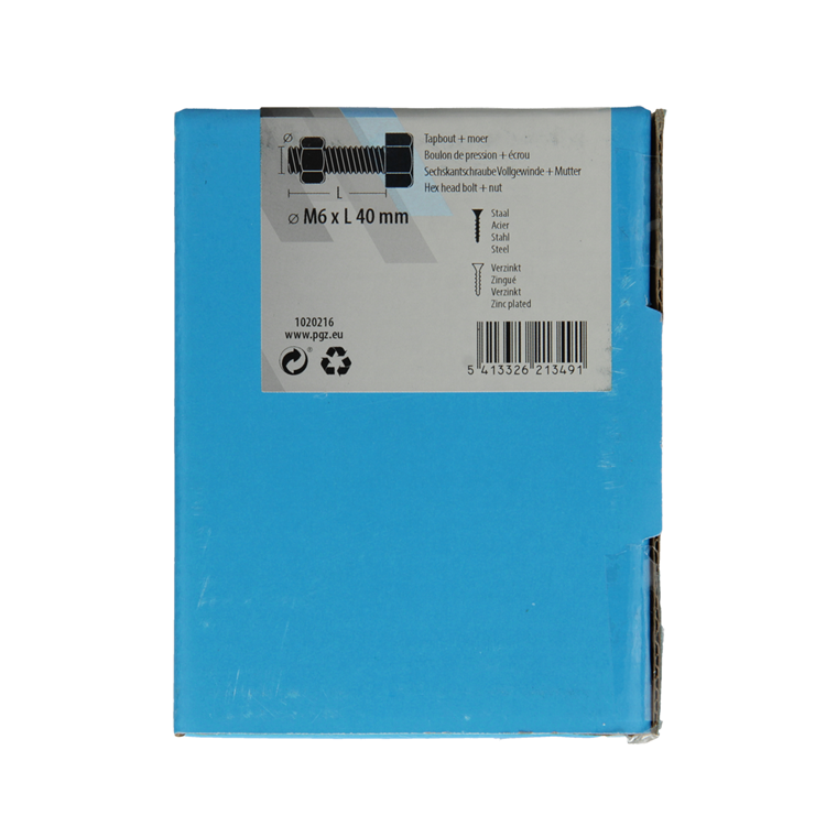 Mack 1020216 - perno macho + tuerca galvanizado 30 piezas m6 x 40 mm | 5 piezas
