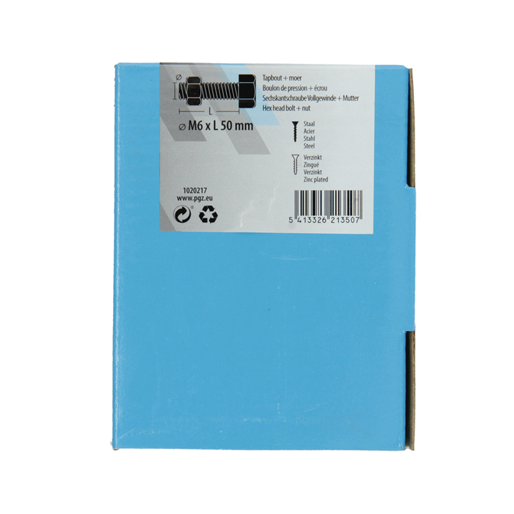 Mack 1020217 - perno macho + tuerca galvanizado 26 piezas m6 x 50 mm | 5 piezas